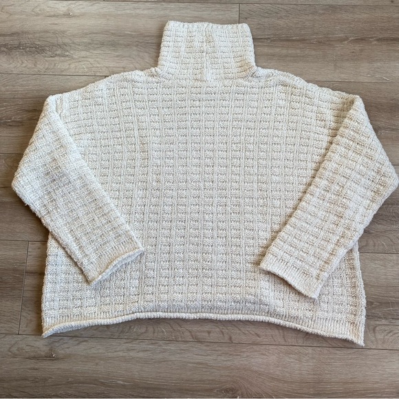Eileen Fisher sweater Organic Cotton funnel neck textured woven pullover large - Picture 5 of 14